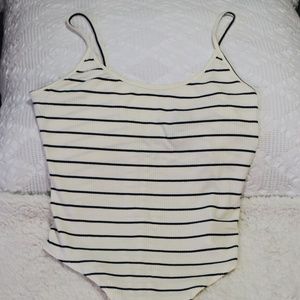 Cream/Navy Striped Bodysuit | Forever 21